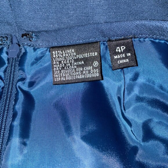 Kasper Women’s 4P Linen Blend Pencil Skirt Navy Blue Petite Career Office Work - Picture 5 of 6